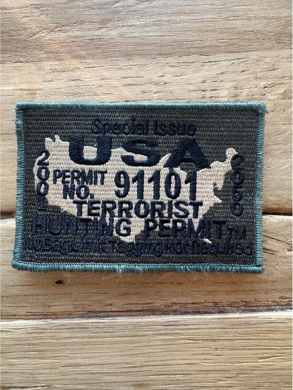 TERRORIST HUNTING PERMIT HAT PATCH 911 TWIN TOWERS US PENTAGON PA FLIGHT 93 D